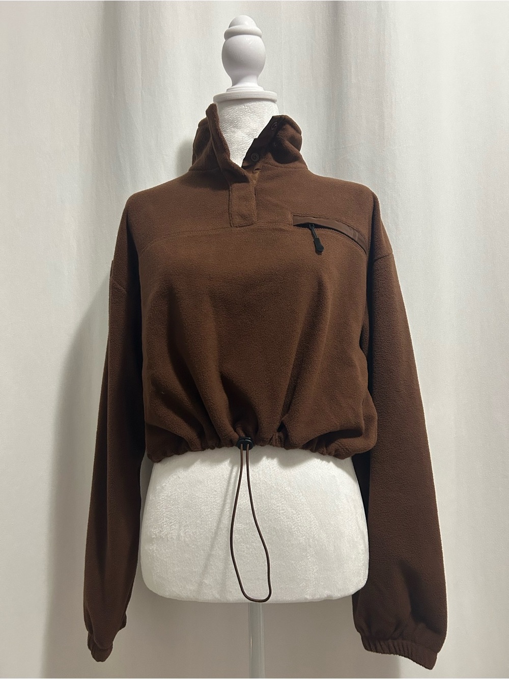 Forever 21 Brown Cropped Teddy Pullover Jacket